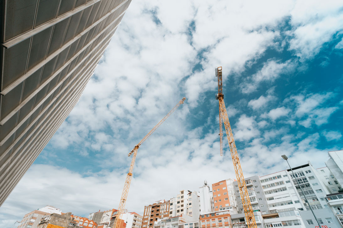 Construction site and buildings